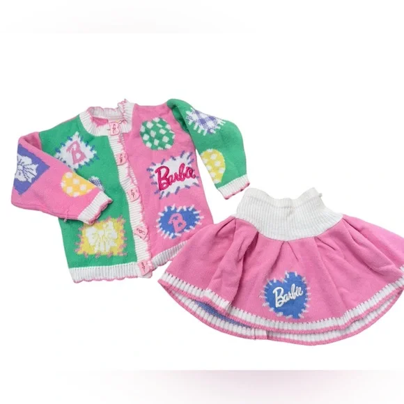 Vintage 1991 RARE- Barbie Colorful Knit Sweater and Skirt Set - Picture 2 of 8